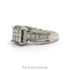 Invisiset Princess Cut Diamond Cluster Ring with Diamond Halo and Accented Split Sides in 10k White Gold - Thumbnail 3