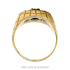 Front-facing view of the three stone diamond carved dome ring in 10k yellow gold - Thumbnail 3