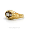 Side profile of the 10k yellow gold carved dome three stone diamond ring - Thumbnail 2