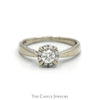 1/2cttw Round Diamond Engagement Ring with Diamond Halo in 10k White Gold - Thumbnail 1