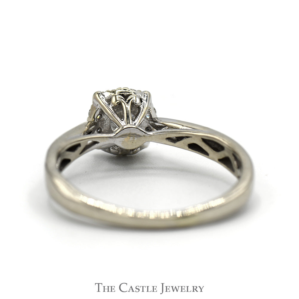 1/2cttw Round Diamond Engagement Ring with Diamond Halo in 10k White Gold