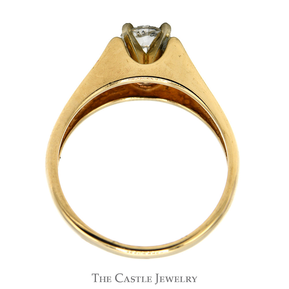 .60ct Round Diamond Solitaire Engagement Ring with Polished Sides in 14k Yellow Gold