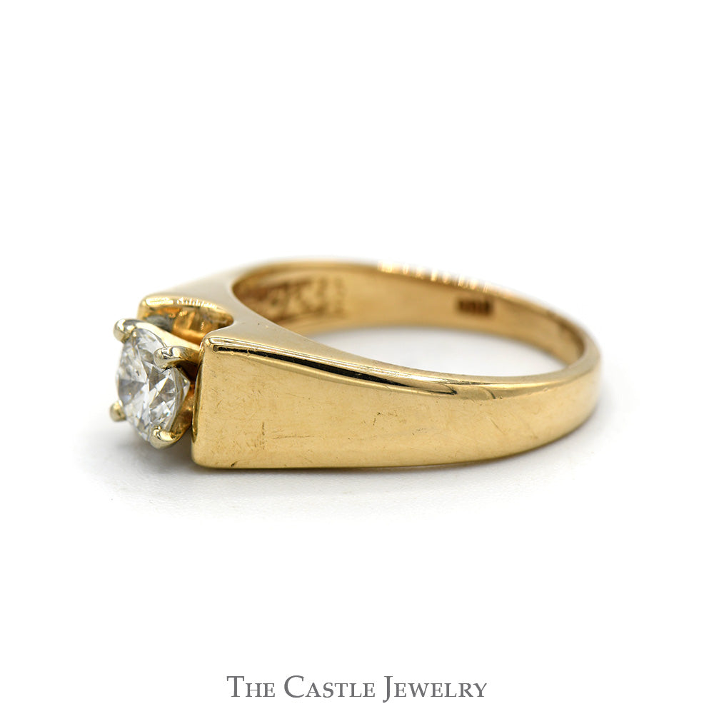 .60ct Round Diamond Solitaire Engagement Ring with Polished Sides in 14k Yellow Gold