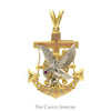 Tri-Tone Eagle & Anchor Pendant with Ruby Eye and Cubic Zirconia Accents in 14k White, Yellow & Rose Gold - Thumbnail 1