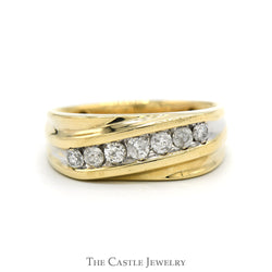 1/2cttw 7 Round Diagonally Set Diamond Band in 14k Yellow Gold