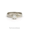 1/2ct Diamond Solitaire Engagement Ring with 3.75mm Wide Polished Band in 14k White Gold - Thumbnail 1