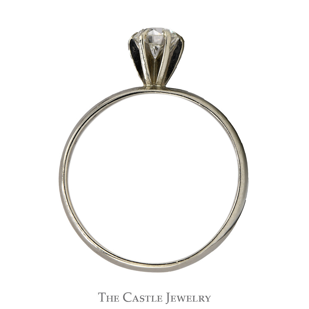 1/2ct Diamond Solitaire Engagement Ring with 3.75mm Wide Polished Band in 14k White Gold
