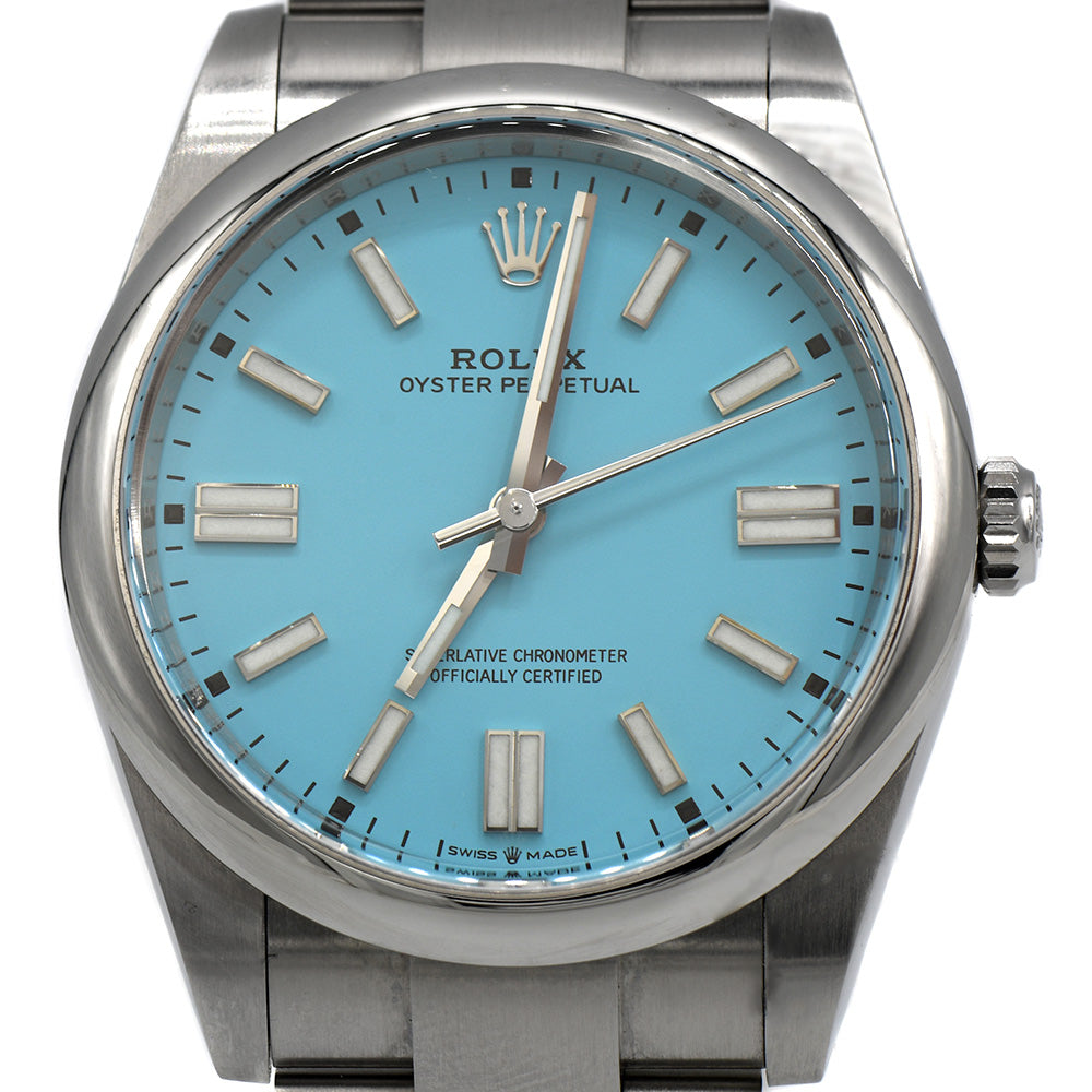 Rolex Oyster Perpetual 124300 41mm Watch with Turquoise Blue Dial in Stainless Steel Oyster Bracelet