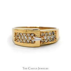 1/3cttw Diamond Cluster Buckle Ring in 14k Yellow Gold