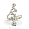 Diamond Cluster Bypass Ana Madelyn Designer Ring in 14k White Gold - Thumbnail 1