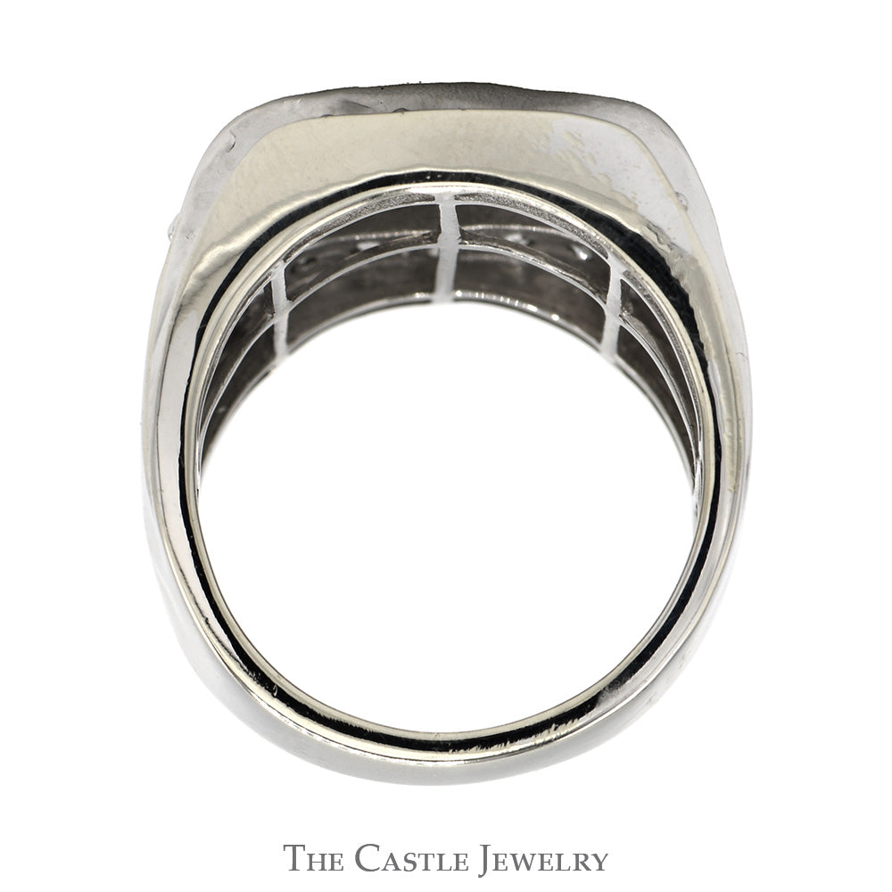 2.75cttw 4 Row Diamond Cluster Men's Ring in 10k White Gold