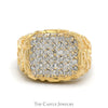 1/2cttw Diamond Cluster Ring with Nugget Sides in 14k Yellow Gold - Thumbnail 1