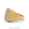 1/2cttw Diamond Cluster Ring with Nugget Sides in 14k Yellow Gold - Thumbnail 3
