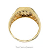 Octagonal Shaped Diamond Cluster Ring with Ridged Sides in 10k Yellow Gold - Thumbnail 2