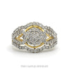 1.5cttw Round Shaped Diamond Cluster Bridal Ring with Diamond Accents in 10k Yellow Gold