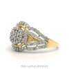 1.5cttw Round Shaped Diamond Cluster Bridal Ring with Diamond Accents in 10k Yellow Gold - Thumbnail 2