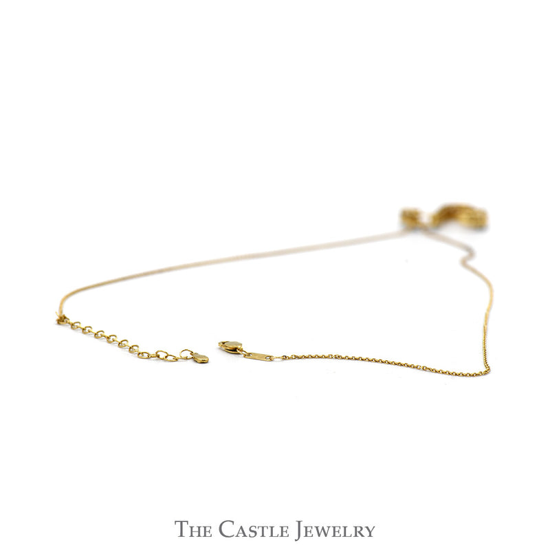 Double Open Heart Diamond Pendant on Adjustable Link Chain in 14k Yellow Gold