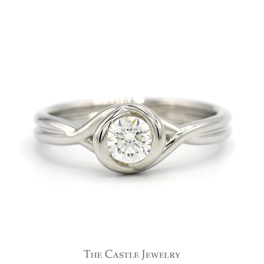 .38ct Round Brilliant Cut Diamond Solitaire with Twisted Designed Platinum Mounting