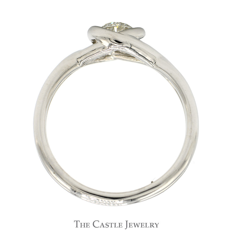 .38ct Round Brilliant Cut Diamond Solitaire with Twisted Designed Platinum Mounting