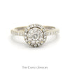Round Diamond Cluster Engagement Ring with Diamond Halo & Accented Sides in 14k White Gold - Thumbnail 1
