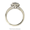 Round Diamond Cluster Engagement Ring with Diamond Halo & Accented Sides in 14k White Gold - Thumbnail 2