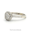 Round Diamond Cluster Engagement Ring with Diamond Halo & Accented Sides in 14k White Gold - Thumbnail 3