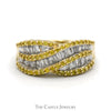 1cttw Yellow and White Diamond Cluster Band in 14k Yellow Gold - Thumbnail 1