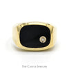 Rounded Rectangular Onyx Ring with Diamond Accent in 10k Yellow Gold - Thumbnail 1