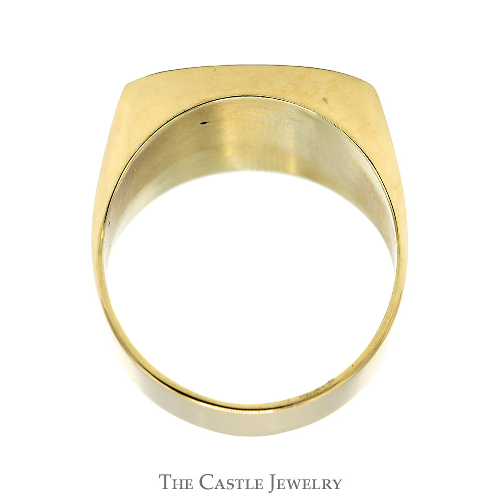 Rounded Rectangular Onyx Ring with Diamond Accent in 10k Yellow Gold