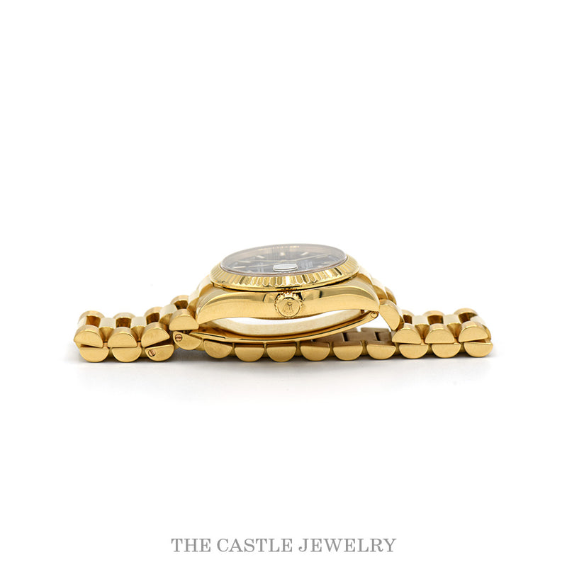 Ladies Rolex Presidential 178278 Luxury Watch with Black Dial in 18k Yellow Gold with Box