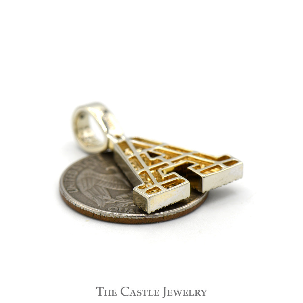 3/4cttw Round Diamond Cluster Letter "A" Pendant in 10k Yellow Gold