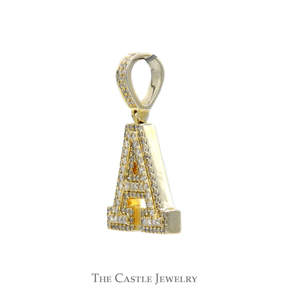 3/4cttw Round Diamond Cluster Letter "A" Pendant in 10k Yellow Gold