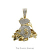 1cttw Pave Set Diamond Cluster Money Bag with "$" Pendant in 10k Yellow Gold - Thumbnail 1