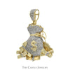 1cttw Pave Set Diamond Cluster Money Bag with "$" Pendant in 10k Yellow Gold - Thumbnail 2