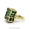 Cube Malachite Ring with Open Ornate Mounting in 14k Yellow Gold - Thumbnail 3