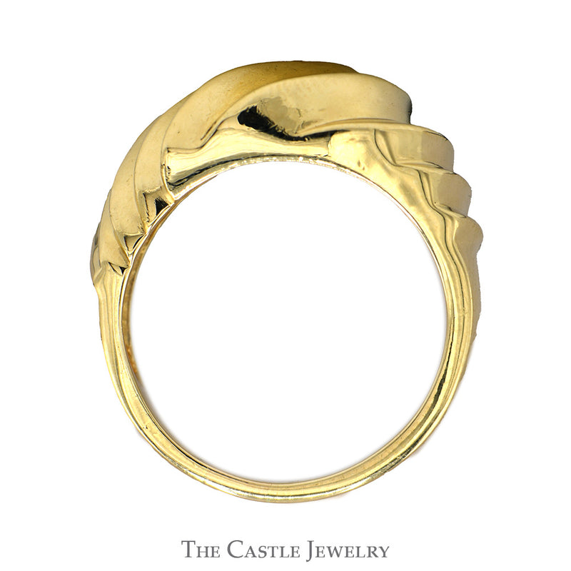 14k Yellow Gold Swirled Ridged Design Ring -  Size 8.5