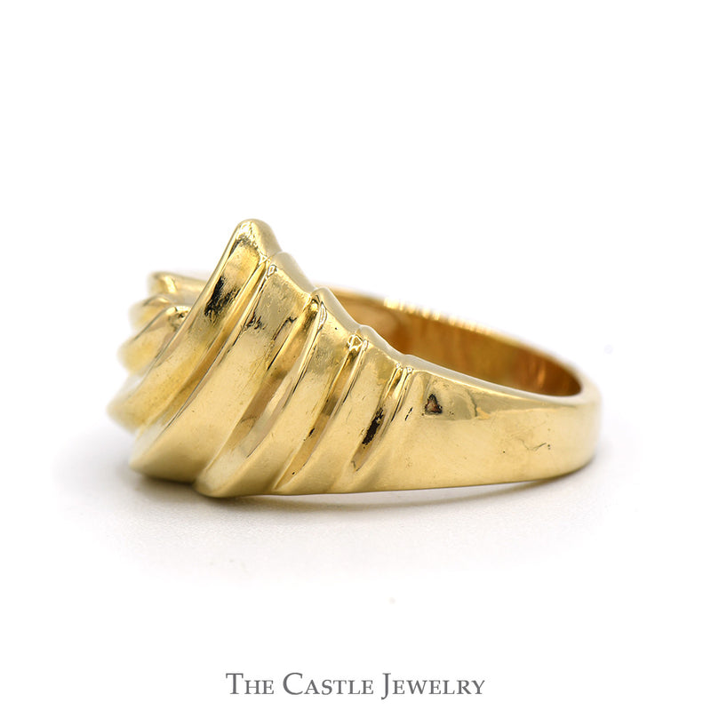14k Yellow Gold Swirled Ridged Design Ring -  Size 8.5