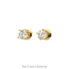 .80cttw Round Diamond Stud Earrings in 14k Yellow Gold Screw Back Posts - Thumbnail 2
