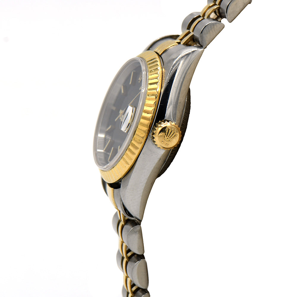 Two Tone Ladies Rolex Datejust 79173 26mm Luxury Watch with Black Dial in 18k & Stainless Steel