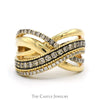 Multi Row Diamond Cross Over Le Vian Designer Ring in 14k Yellow Gold