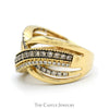Multi Row Diamond Cross Over Le Vian Designer Ring in 14k Yellow Gold - Thumbnail 3