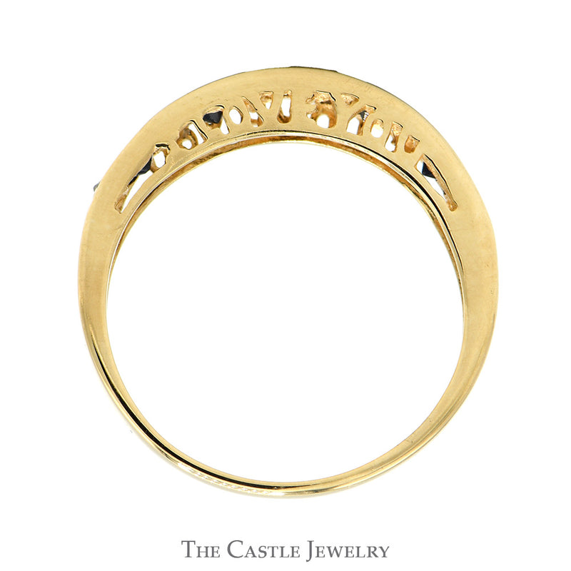 Sapphire Wedding Band with Diamond Accents in 10k Yellow Gold