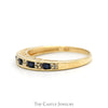 Sapphire Wedding Band with Diamond Accents in 10k Yellow Gold - Thumbnail 3