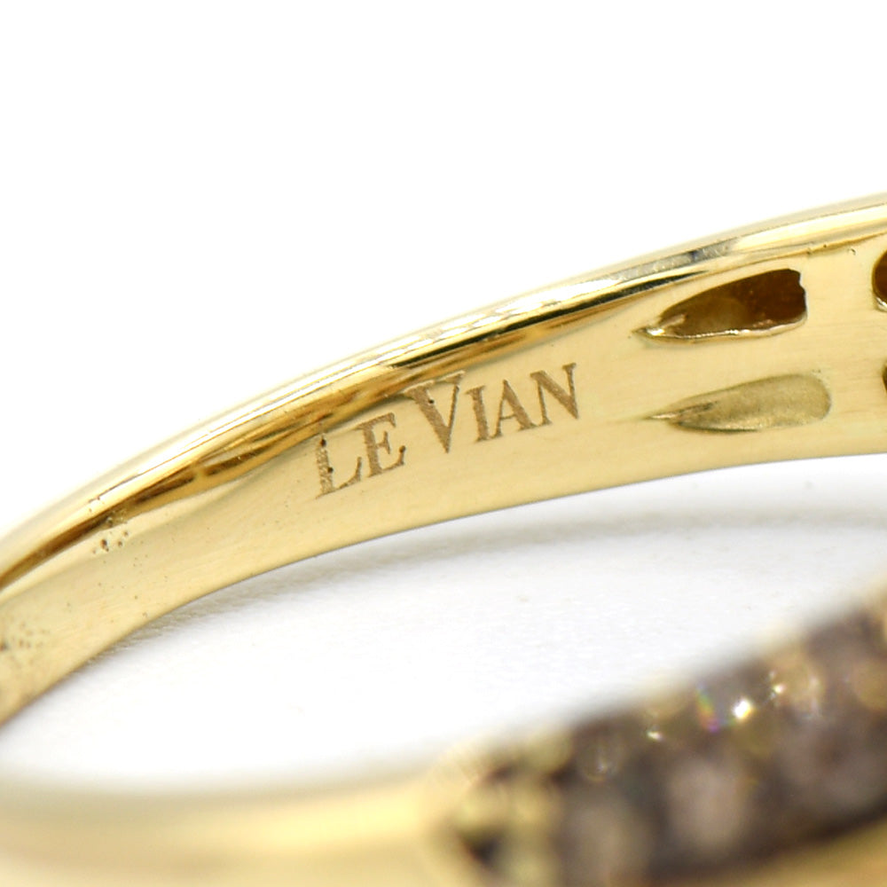 Square Citrine Le Vian Designer Ring with Chocolate & White Diamond Accented Sides in 14k Yellow Gold