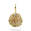 Round Shaped Textured Nugget Style Pendant with Diamond Accent in 10k Yellow Gold - Thumbnail 1