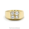 1cttw 4 Round Diamond Cluster Ring with Polished Tapered Sides in 14k Yellow Gold - Thumbnail 1