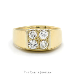 1cttw 4 Round Diamond Cluster Ring with Polished Tapered Sides in 14k Yellow Gold