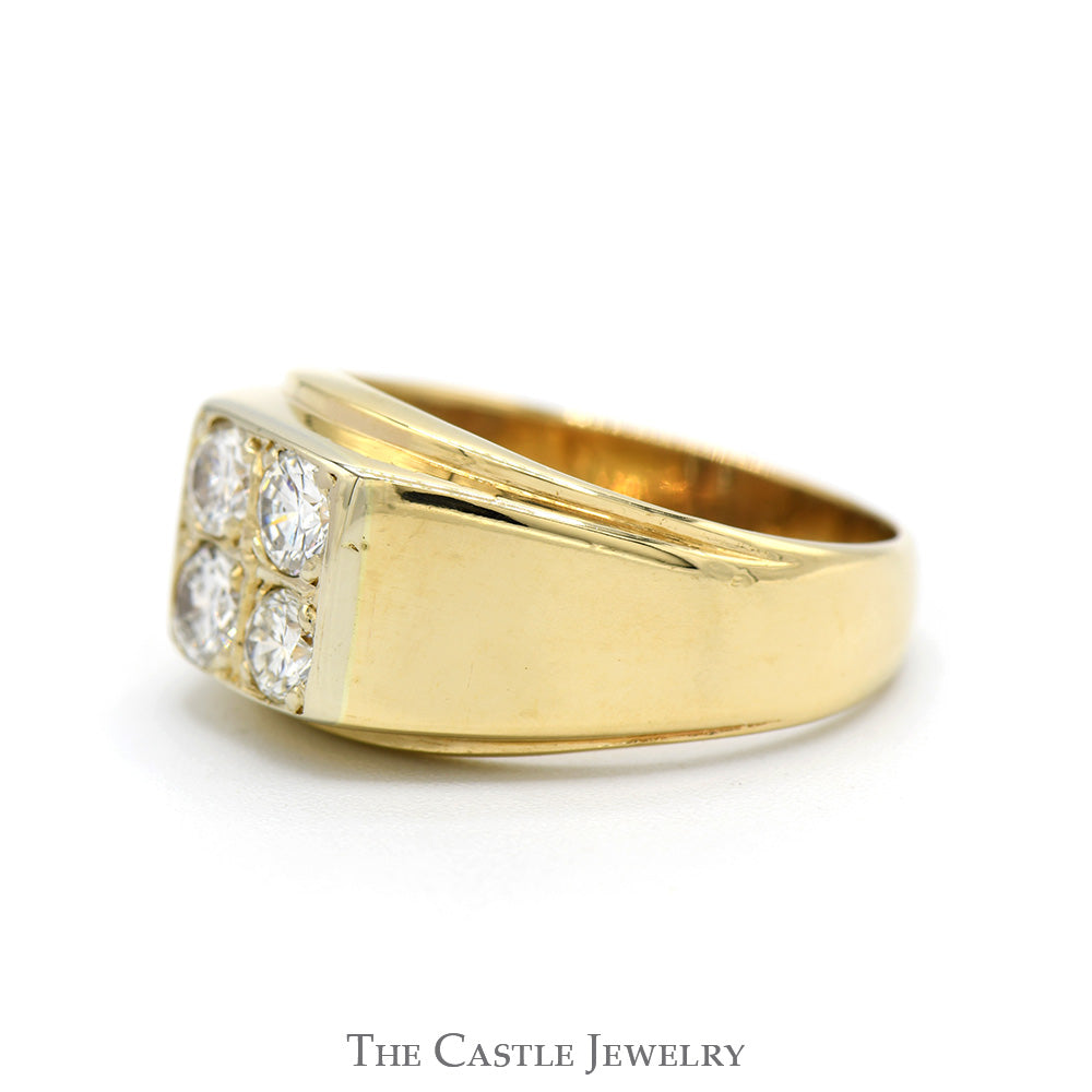 1cttw 4 Round Diamond Cluster Ring with Polished Tapered Sides in 14k Yellow Gold