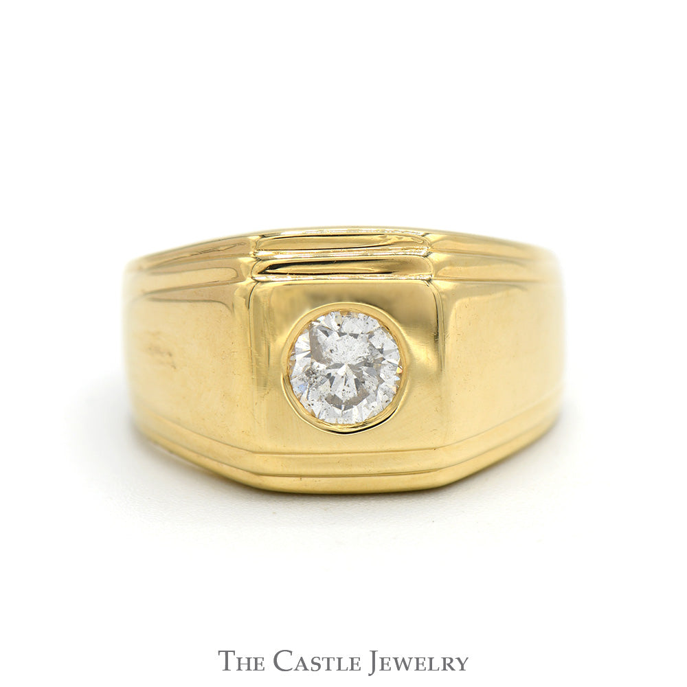 1/2ct Round Bezel Set Diamond Ring in Polished 14k Yellow Gold