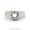1/4cttw Round Diamond Horseshoe Ring with Textured Nugget Sides in 10k White Gold - Thumbnail 1